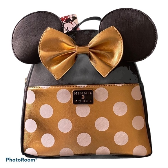 NWT-MINNIE MOUSE BACKPACK-GOLD AND BLACK main image 5